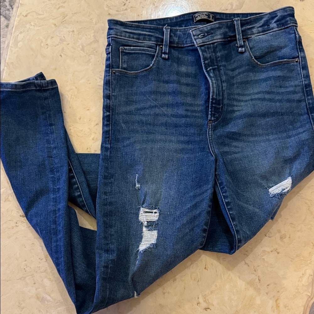 High Waisted Distressed Skinny Jeans